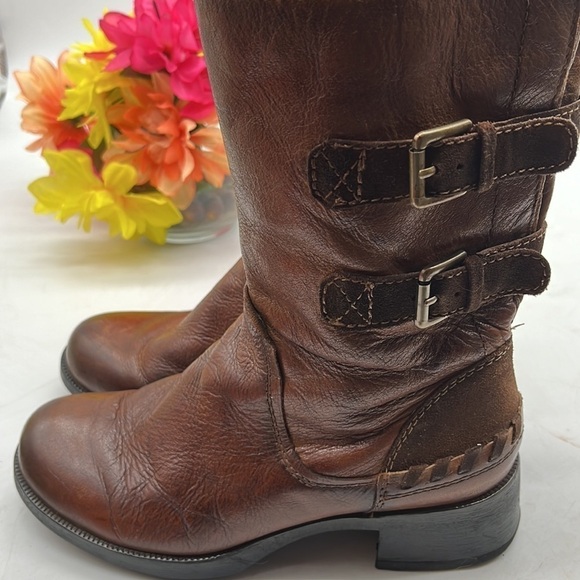 Earth Hemlock Almond Brown Leather shin High Boots Sz 6.5. MCA1820H - Picture 3 of 10